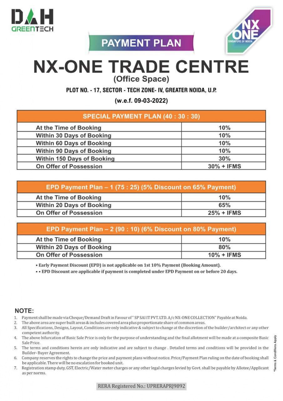 NX One trade center payment plan