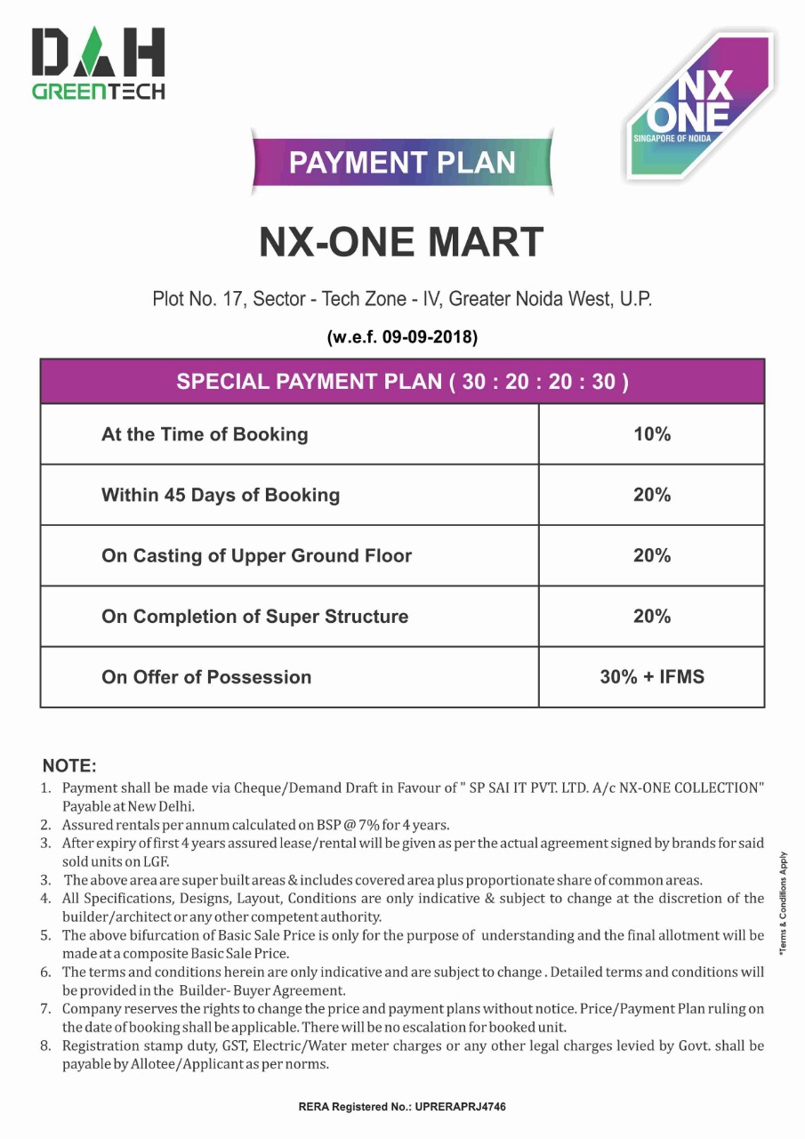 NX One Mart payment plan